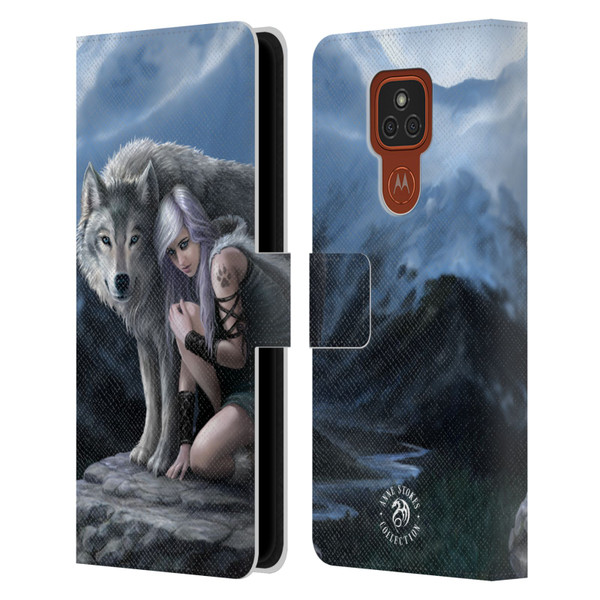 Anne Stokes Wolves Protector Leather Book Wallet Case Cover For Motorola Moto E7 Plus