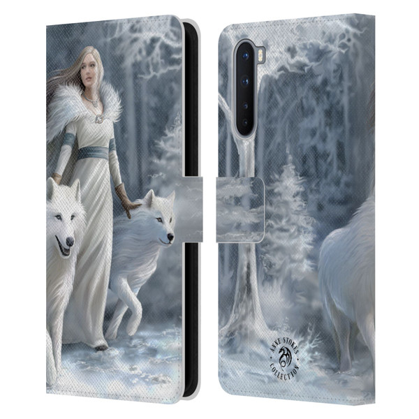 Anne Stokes Wolves Winter Guardians Leather Book Wallet Case Cover For OnePlus Nord 5G
