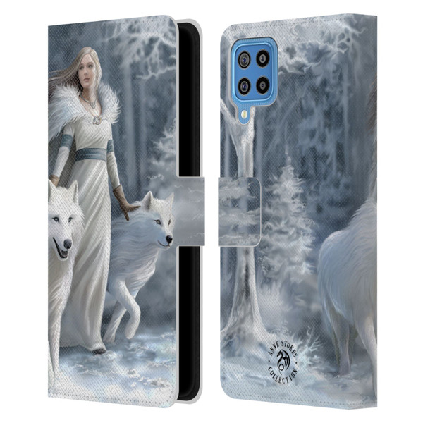 Anne Stokes Wolves Winter Guardians Leather Book Wallet Case Cover For Samsung Galaxy F22 (2021)