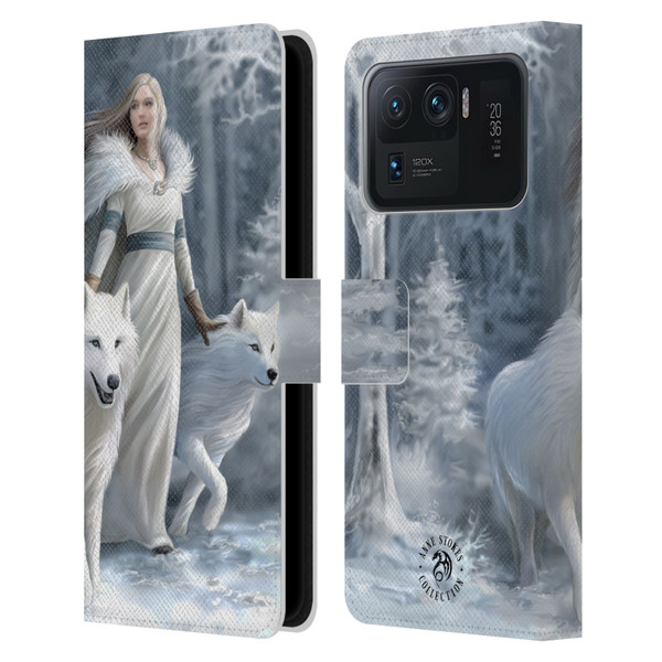 Anne Stokes Wolves Winter Guardians Leather Book Wallet Case Cover For Xiaomi Mi 11 Ultra
