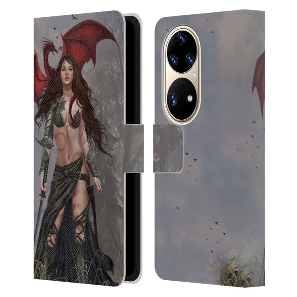 Nene Thomas Gothic Dragon Witch Warrior Sword Leather Book Wallet Case Cover For Huawei P50 Pro