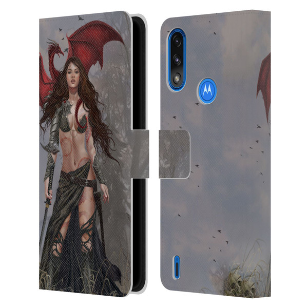 Nene Thomas Gothic Dragon Witch Warrior Sword Leather Book Wallet Case Cover For Motorola Moto E7 Power / Moto E7i Power