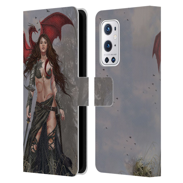 Nene Thomas Gothic Dragon Witch Warrior Sword Leather Book Wallet Case Cover For OnePlus 9 Pro