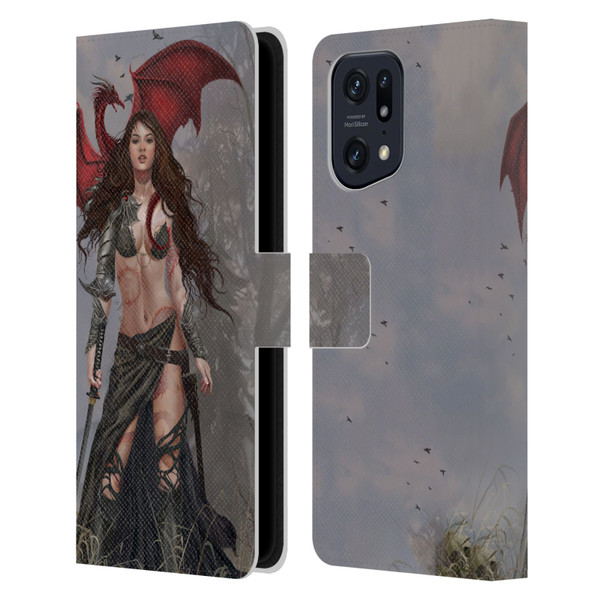 Nene Thomas Gothic Dragon Witch Warrior Sword Leather Book Wallet Case Cover For OPPO Find X5