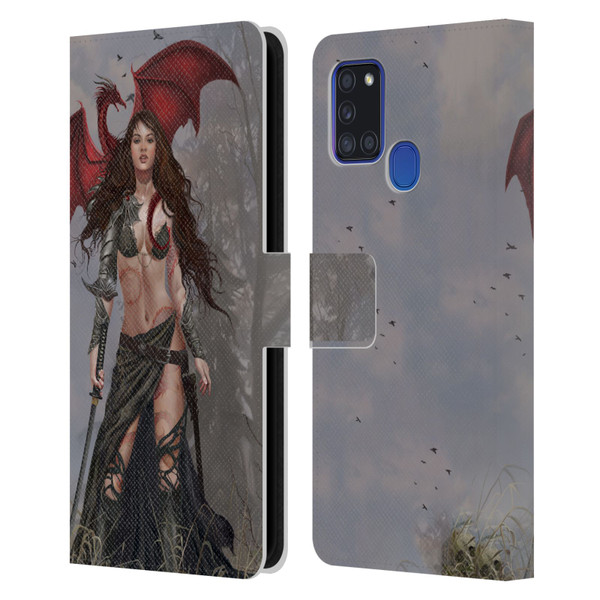 Nene Thomas Gothic Dragon Witch Warrior Sword Leather Book Wallet Case Cover For Samsung Galaxy A21s (2020)