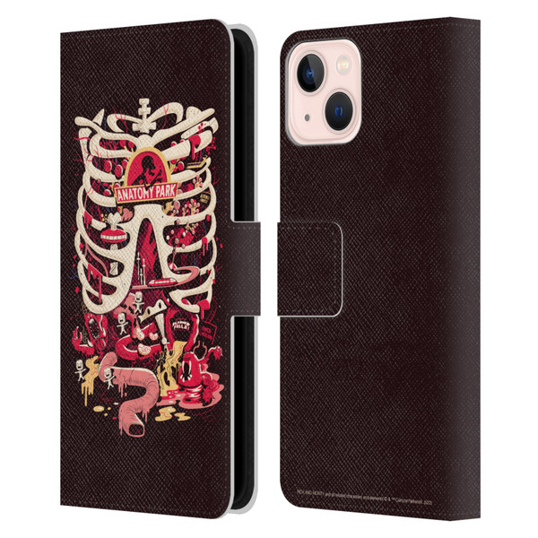 Rick And Morty Season 1 & 2 Graphics Anatomy Park Leather Book Wallet Case Cover For Apple iPhone 13