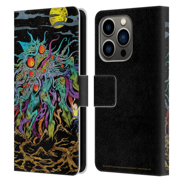 Rick And Morty Season 1 & 2 Graphics The Dunrick Horror Leather Book Wallet Case Cover For Apple iPhone 14 Pro