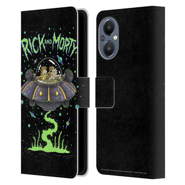 Rick And Morty Season 1 & 2 Graphics The Space Cruiser Leather Book Wallet Case Cover For OnePlus Nord N20 5G