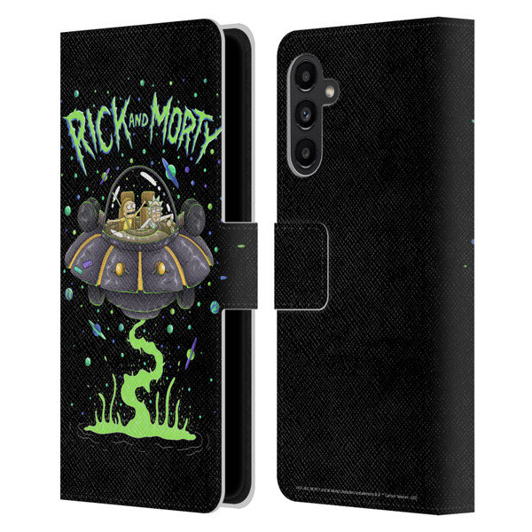 Rick And Morty Season 1 & 2 Graphics The Space Cruiser Leather Book Wallet Case Cover For Samsung Galaxy A13 5G (2021)