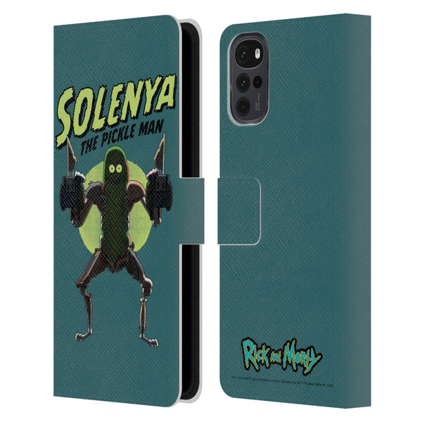 Rick And Morty Season 3 Character Art Pickle Rick Leather Book Wallet Case Cover For Motorola Moto G22
