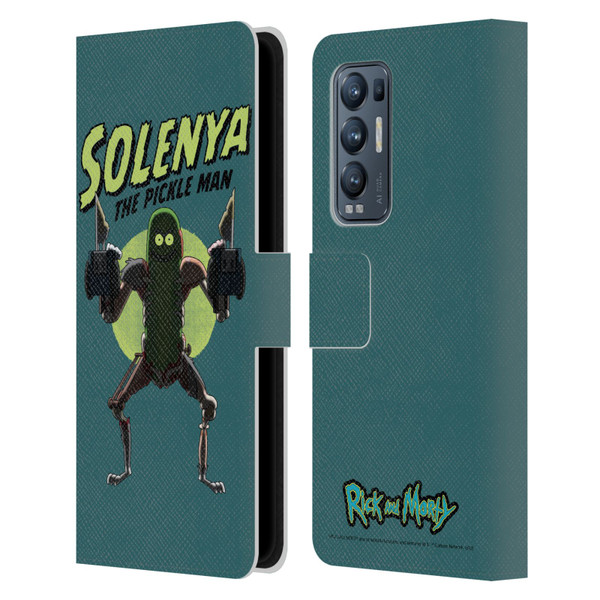 Rick And Morty Season 3 Character Art Pickle Rick Leather Book Wallet Case Cover For OPPO Find X3 Neo / Reno5 Pro+ 5G