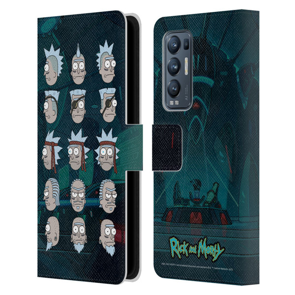 Rick And Morty Season 3 Character Art Seal Team Ricks Leather Book Wallet Case Cover For OPPO Find X3 Neo / Reno5 Pro+ 5G