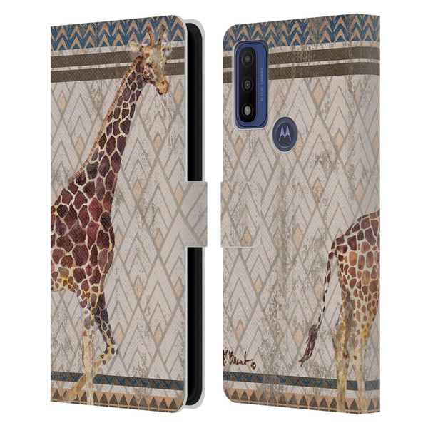 Paul Brent Animals Tribal Giraffe Leather Book Wallet Case Cover For Motorola G Pure