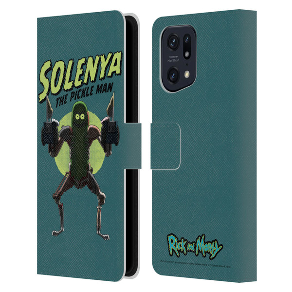 Rick And Morty Season 3 Character Art Pickle Rick Leather Book Wallet Case Cover For OPPO Find X5