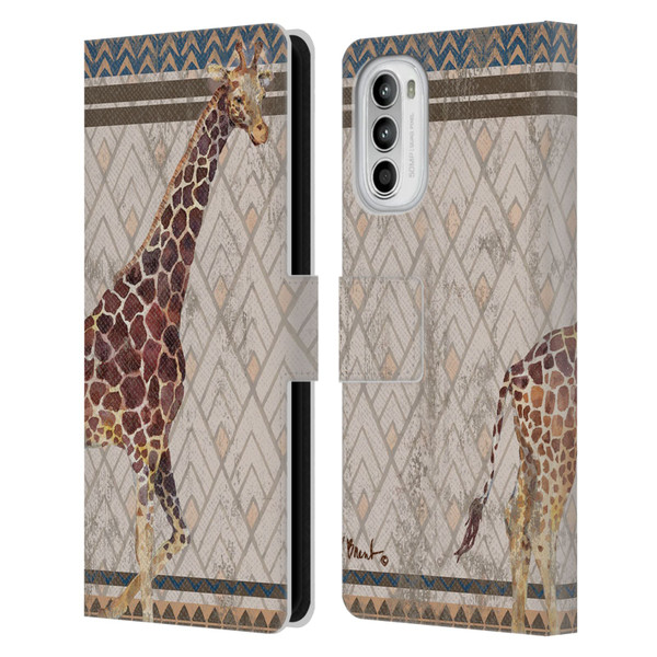 Paul Brent Animals Tribal Giraffe Leather Book Wallet Case Cover For Motorola Moto G52