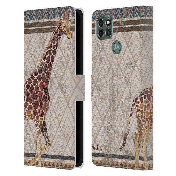 Paul Brent Animals Tribal Giraffe Leather Book Wallet Case Cover For Motorola Moto G9 Power