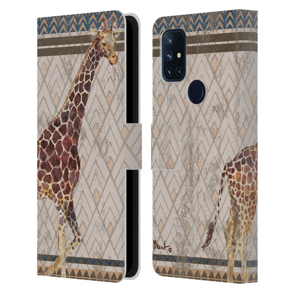 Paul Brent Animals Tribal Giraffe Leather Book Wallet Case Cover For OnePlus Nord N10 5G