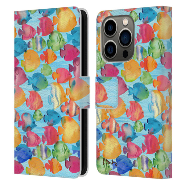 Paul Brent Coastal Tropical Fish School Leather Book Wallet Case Cover For Apple iPhone 14 Pro