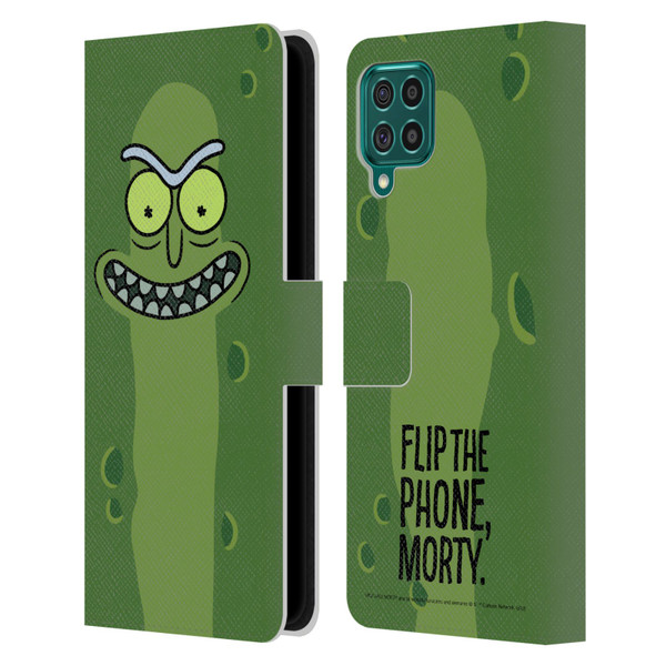 Rick And Morty Season 3 Graphics Pickle Rick Leather Book Wallet Case Cover For Samsung Galaxy F62 (2021)