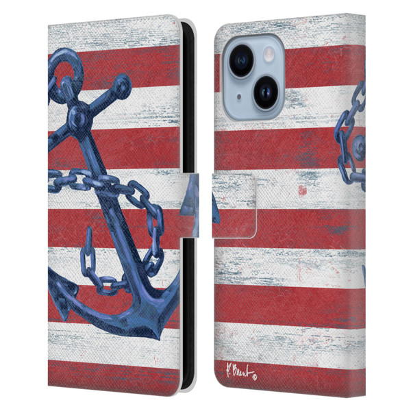 Paul Brent Nautical Westerly Anchor Leather Book Wallet Case Cover For Apple iPhone 14 Plus