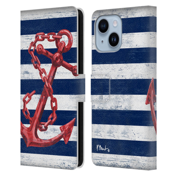Paul Brent Nautical Westerly Anchor Red Leather Book Wallet Case Cover For Apple iPhone 14 Plus