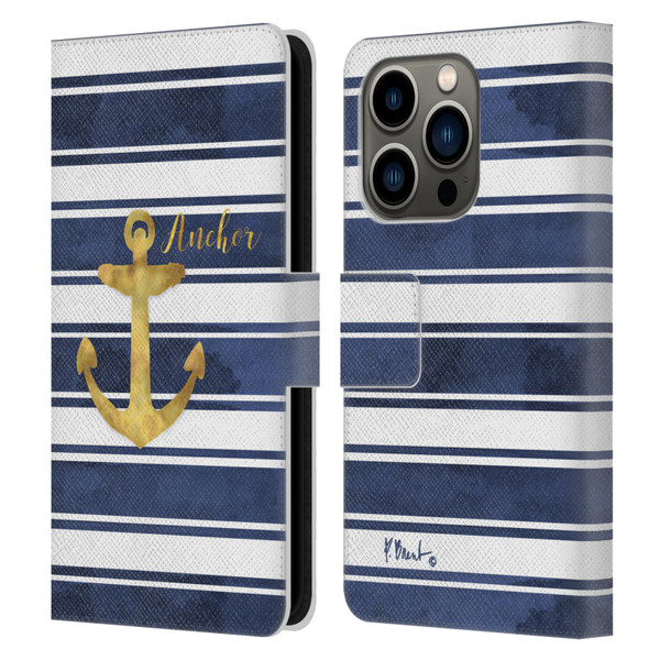 Paul Brent Nautical Anchor Leather Book Wallet Case Cover For Apple iPhone 14 Pro