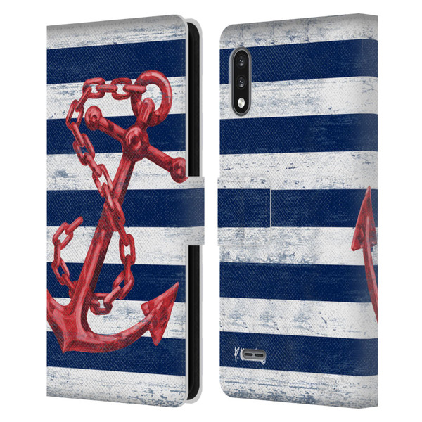 Paul Brent Nautical Westerly Anchor Red Leather Book Wallet Case Cover For LG K22