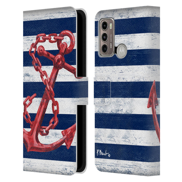 Paul Brent Nautical Westerly Anchor Red Leather Book Wallet Case Cover For Motorola Moto G60 / Moto G40 Fusion
