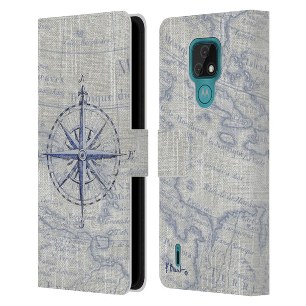 Paul Brent Nautical Vintage Compass Leather Book Wallet Case Cover For Motorola Moto E7