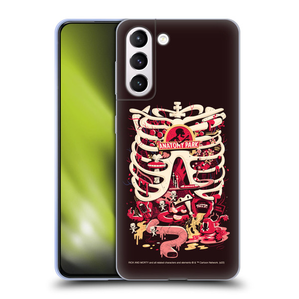 Rick And Morty Season 1 & 2 Graphics Anatomy Park Soft Gel Case for Samsung Galaxy S21+ 5G