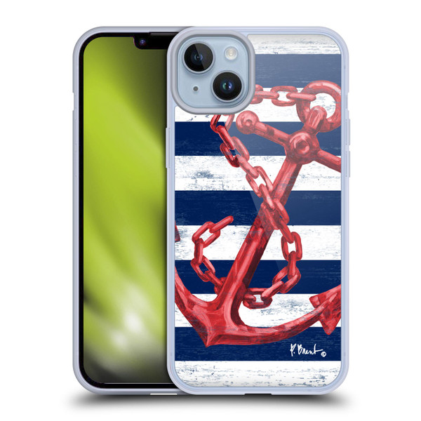 Paul Brent Nautical Westerly Anchor Red Soft Gel Case for Apple iPhone 14 Plus