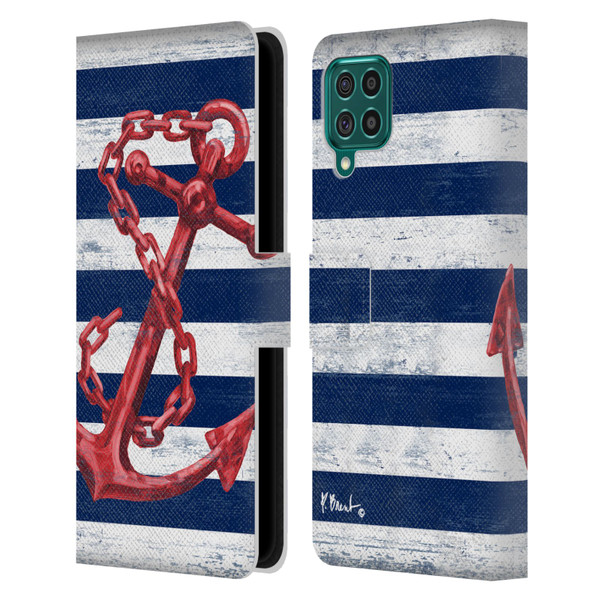 Paul Brent Nautical Westerly Anchor Red Leather Book Wallet Case Cover For Samsung Galaxy F62 (2021)