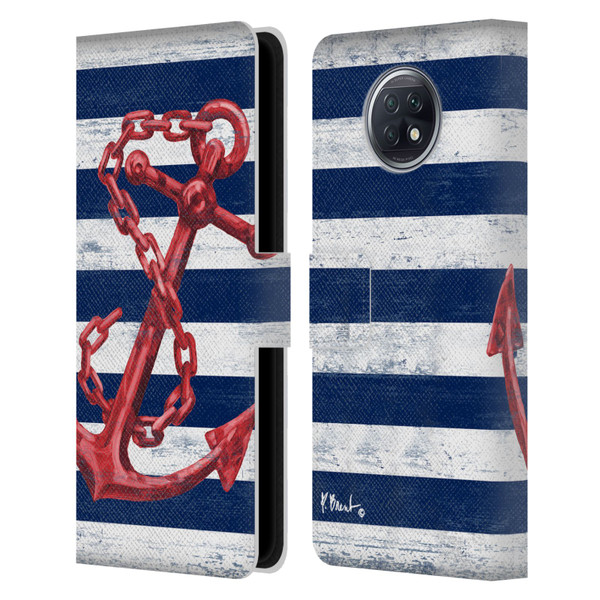 Paul Brent Nautical Westerly Anchor Red Leather Book Wallet Case Cover For Xiaomi Redmi Note 9T 5G