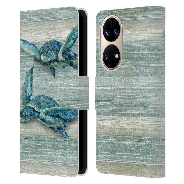 Paul Brent Sea Creatures Turtle Leather Book Wallet Case Cover For Huawei P50