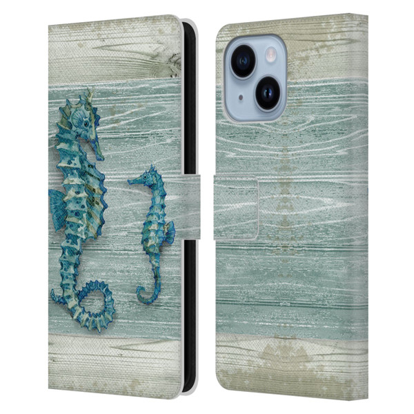 Paul Brent Sea Creatures Seahorse Leather Book Wallet Case Cover For Apple iPhone 14 Plus