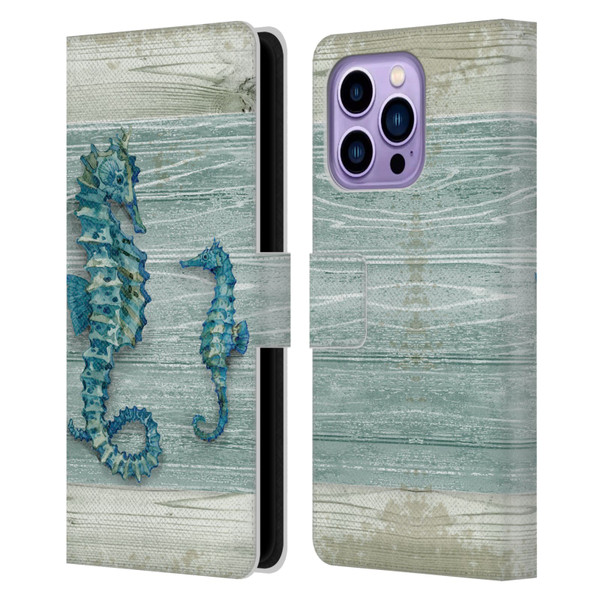 Paul Brent Sea Creatures Seahorse Leather Book Wallet Case Cover For Apple iPhone 14 Pro Max