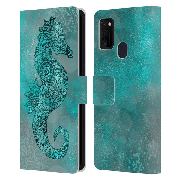 LebensArt Beings Seahorse Leather Book Wallet Case Cover For Samsung Galaxy M30s (2019)/M21 (2020)