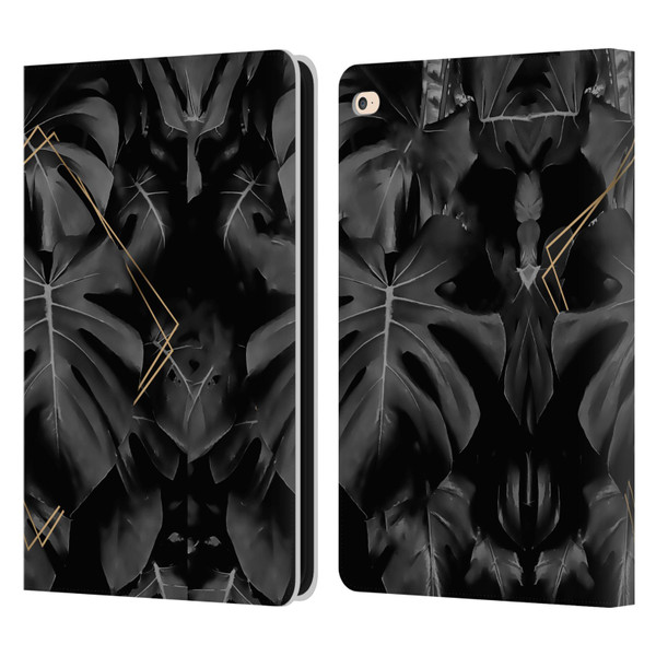 LebensArt Elegance in Black Deep Monstera Leather Book Wallet Case Cover For Apple iPad Air 2 (2014)