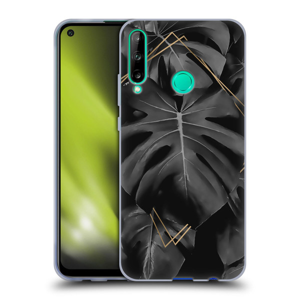 LebensArt Elegance in Black Deep Monstera Soft Gel Case for Huawei P40 lite E