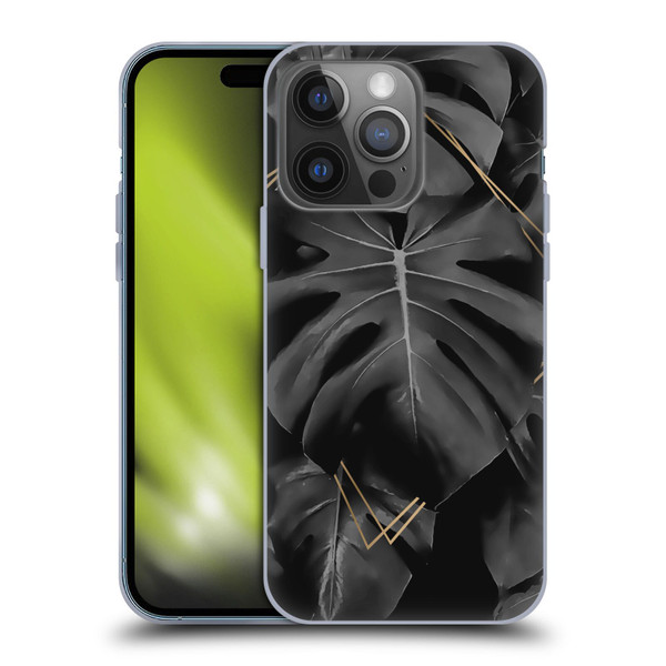 LebensArt Elegance in Black Deep Monstera Soft Gel Case for Apple iPhone 14 Pro
