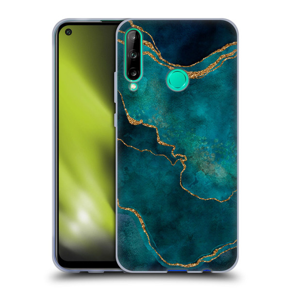 LebensArt Mineral Marble Glam Turquoise Soft Gel Case for Huawei P40 lite E