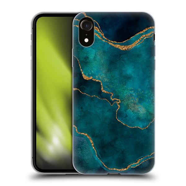 LebensArt Mineral Marble Glam Turquoise Soft Gel Case for Apple iPhone XR