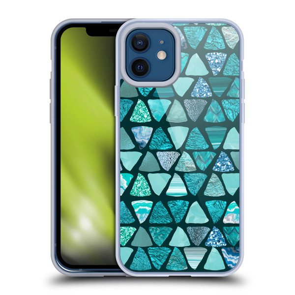 LebensArt Patterns 2 Teal Triangle Soft Gel Case for Apple iPhone 12 / iPhone 12 Pro