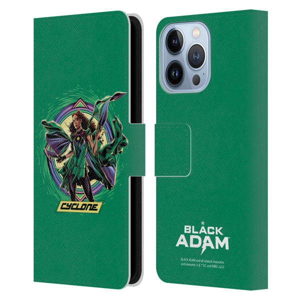 Black Adam Graphics Cyclone Leather Book Wallet Case Cover For Apple iPhone 13 Pro