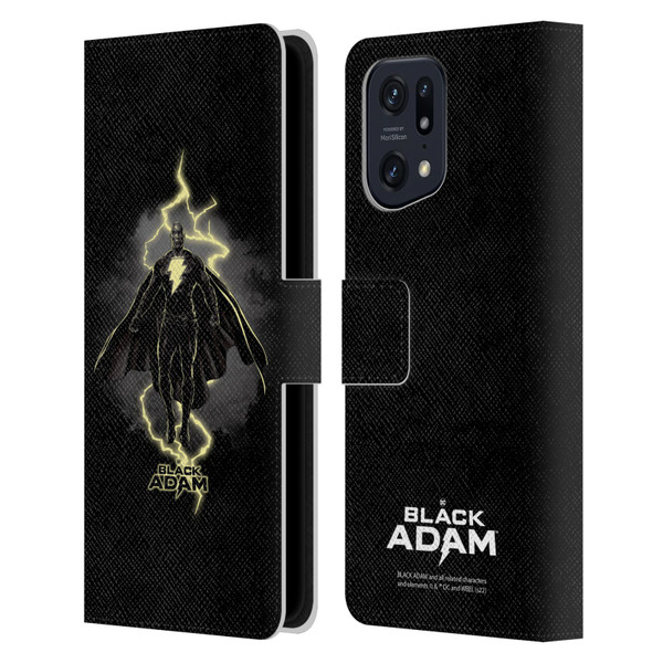 Black Adam Graphics Lightning Leather Book Wallet Case Cover For OPPO Find X5