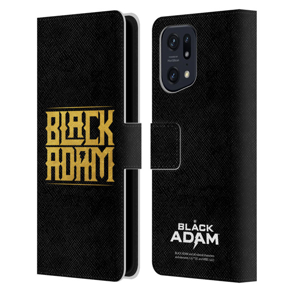 Black Adam Graphics Logotype Leather Book Wallet Case Cover For OPPO Find X5