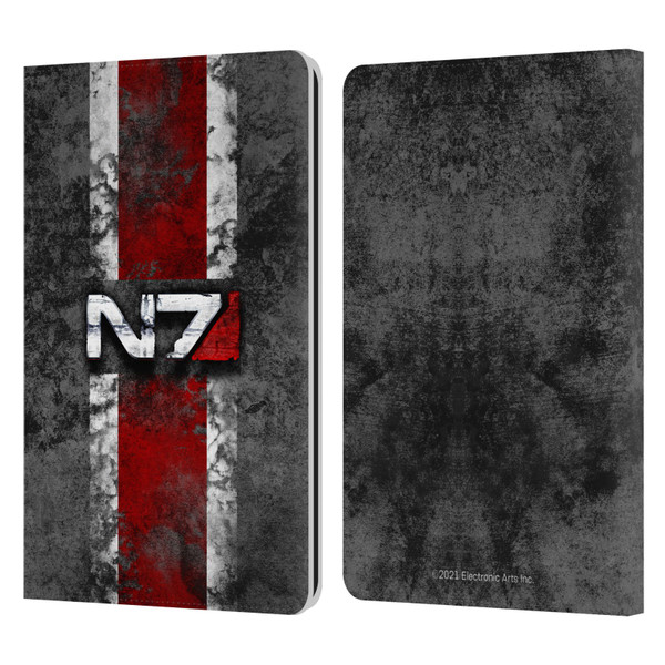 EA Bioware Mass Effect Graphics N7 Logo Distressed Leather Book Wallet Case Cover For Amazon Kindle Paperwhite 1 / 2 / 3