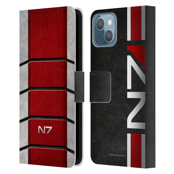 EA Bioware Mass Effect Graphics N7 Logo Armor Leather Book Wallet Case Cover For Apple iPhone 13