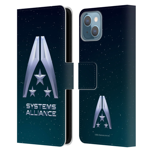 EA Bioware Mass Effect Graphics Systems Alliance Logo Leather Book Wallet Case Cover For Apple iPhone 13