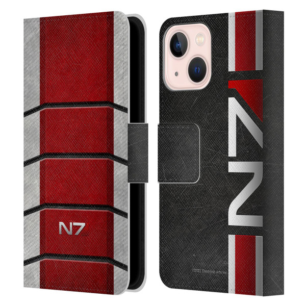 EA Bioware Mass Effect Graphics N7 Logo Armor Leather Book Wallet Case Cover For Apple iPhone 13 Mini